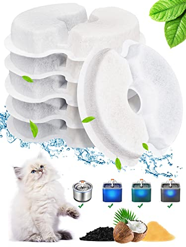 BONBELONG Wasserbrunnen Filter Katzenbrunnen Filter für Parner, Trinkbrunnen Filter, Trinkbrunnenfilter für 2 L & 2,5 L / 67oz & 84oz Katzenblüten Katze Hunde 6Stücks