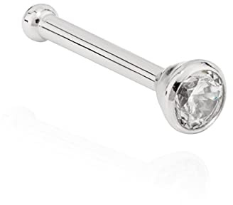 NKlaus Nasenpiercing 750 Weiß Gold 18 Karat Nasenstecker 2mm Zirkonia Weiß Piercing 11231