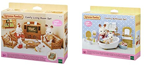 Sylvanian Families Country Bathroom Set & Comfy Living Room Set