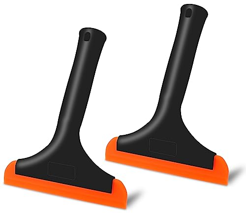 Heyu-Lotus 2 Stücke Silikon Fensterabzieher Auto Scheibenabzieher Klein Duschabzieher Fenster Abzieher für Autofenster, Spiegel, Glas, Küchen, Badezimmer(Schwarz)