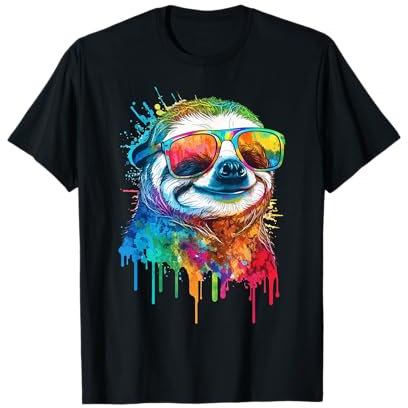 Künstlerisches, buntes Pop-Art-Faultier T-Shirt