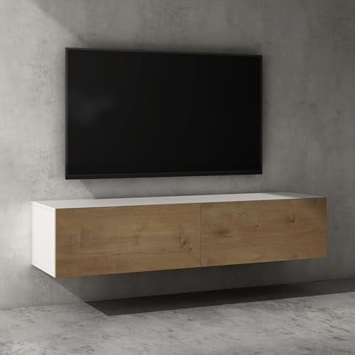 doporro TV Lowboard hängend Fernsehschrank Wohnzimmer | TV-Schrank hängend Fernsehtisch Fernsehschrank Hängeschrank 140cm