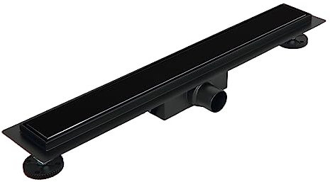 BALNEO Caniveau de Douche, Caniveau de Douche 90cm, Siphon de Sol en Acier Inoxydable, Panneau en Verre, Bas 52mm, Ensemble Complet avec Grand Tamis, Caniveau de Douche G-Drain Double Foncé