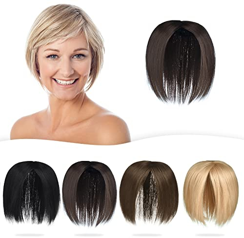 PARXITN Haar Topper für Frauen mit 3 Clips in Haarteilen Toupet Glatt Synthetische Haarteil für Schütteres Haar Helle Kastanie