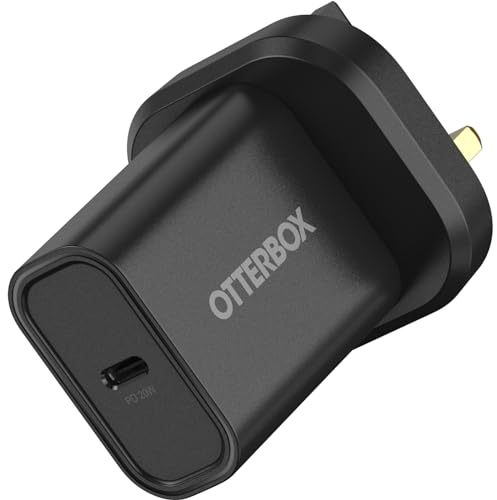 OtterBox Standard UK 20W USB-C PD Wall Charger, Fast Charger for Smartphone and Tablet, Drop Tested, Ultra Durable, Black, Non-Retail Packaging
