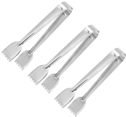 QUARKZMAN Service Pinces, 3pcs 6.5 pouce - Inox Acier Glace Pinces, Mini Sucre Pinces pour Apéritifs, Charcuterie, Desserts, Thé Fête, Bar, Café (Argent)