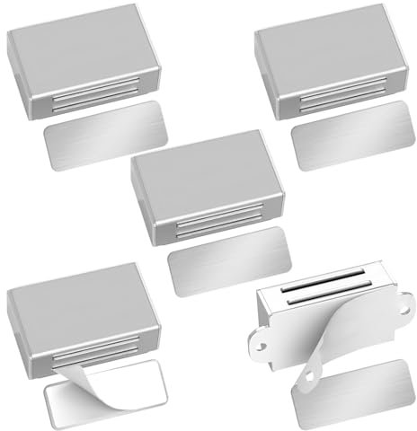Magnetic Catches for Cupboards, 5 PCS Self Adhesive Cupboard Door Magnets Door Catch Heavy Duty, Stainless Steel Drawer Magnet Cabinet Magnets Latch Closers for Kitchen Wardrobe Door Closers