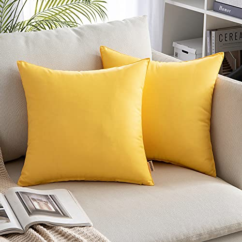 MIULEE 2er Set Outdoor Kissenbezug wasserdichte Kissenbezüge Sofakissen Dekorativ Couchkissen Wetterfeste Kissenhülle Zierkissen Bezug Weich für Sofa Couch Outdoor Garten Balkon 40x40 cm Gelb