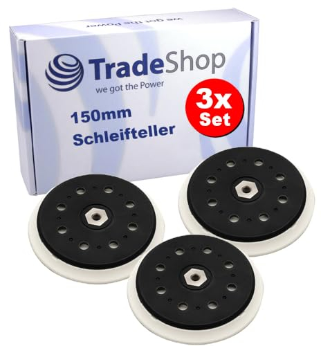 Trade-Shop Lot de 3 plaques de ponçage Velcro - Diamètre : 150 mm - 15 trous - Compatible avec ponceuse rotative Makita BO6050 - Remplacement pour Makita 197315-5