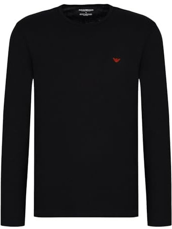 Emporio Armani Men's Pure Cotton Crew Neck Long Sleeve T-Shirt, Black, L