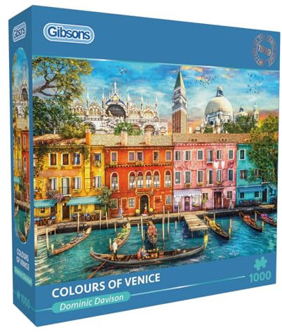 Colours of Venice 1000 Piece Jigsaw Puzzle Age 12+ by Gibsons Games | Italy Puzzle | Sustainable for Adults | Premium 100% Recycled Board | Great Gift