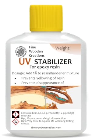 FINE WOODEN CREATIONS Epoxidharz UV-Stabilisator Für alle Epoxidharze I UV-Absorber Anti Gelb Vergilben Blocker I Epoxy UV-Stabilisator 40g