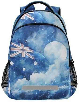 Wzzzsun Australien Flaggen Aquarellillustration Rucksack Jungen Schulrucksack Mädchen Schulranzen Kinder Reflektierender Schultasche Kinderrucksack Für Schule