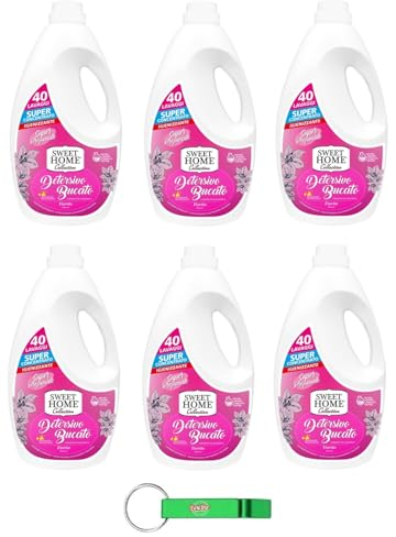 Sweet Home Detersivo Liquido per Bucato Fiorito - Detersivo liquido 40 lavaggi - 2000 ml + portachiavi Beni Culinari