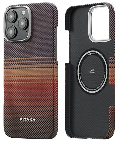 PITAKA Magnetic Case for iPhone 16 Pro Max Lightweight and Slim Aramid Fibre Protective Case with Premium Texture and Precise Cuts [MagEZ Case 5-Tactile Woven] Sunset
