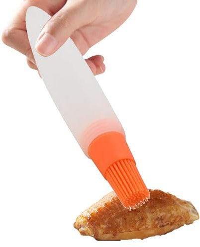 Spazzola per impastare per bottiglie, dispenser di olio in silicone con pennello, contenitore per olio d'oliva e contenitore con pennello in silicone per condimenti per insalata, cottura al forno,