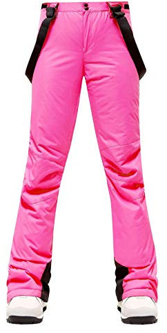Pantalon de neige imperméable pour femme - Pantalon thermique pour femme - Pantalon de ski noir rose coupe-vent imperméable - Pantalon softshell - Salopette de ski - Salopette de ski - Pantalon de ski