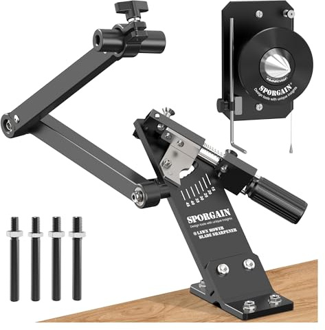 Rasenmäher-Messerschärfer & Rasenmähermesser Balancer, 15°-45° Verstellbarer Mähmesserschärfer und hochpräziser magnetischer Mähmesser Balancer für viele Arten von Mähmesser, Schwarz