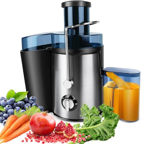 Fruit Carrot Juicer Machine, Centrifugal Juicers Whole Fruit and Vegetable Juice Maker with 2 Speed Control, Big Mouth Large 65MM Feed Chute Juice Extractor Machine, Stainless Steel, Easy to Clean