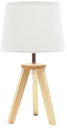 ValueLights | Natural Wood Tripod Table Lamp with Linen Tapered Lampshade Living Room Bedside Light | Table Lamps, Home Décor & Improvement Essential