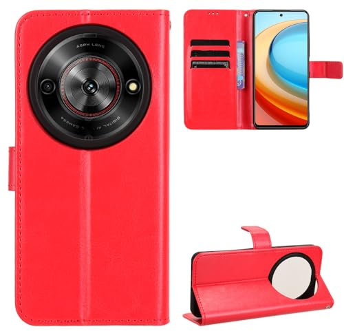 BellaCase ZTE Nubia Focus 5G Coque [Étui Portefeuille] [Fonction Support] [Slots pour Cartes] [Couverture à Rabat Magnétique] Compatible avec Le Smartphone ZTE Nubia Focus 5G(Rouge)