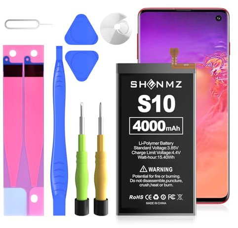 Batteria per Galaxy S10, 4000 mAh, EB-BG973ABU, ricambio per Galaxy S10 SM-G9730, con kit di strumenti (non per s10 Plus)