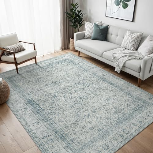 BEIMO Vintage Waschbarer Teppich Wohnzimmer, 200x290cm | Boho Orientalisch, Großer Weicher Kurzflor Carpet mit Rutschfester für Küche und Bettvorleger Schlafzimmer