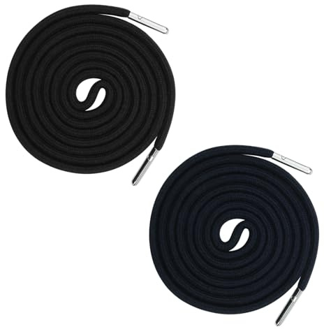 2Pcs Black Elastic Cord Replacement Drawstring Cord | 140 cm Universal Cord with Metal Lock Ends Round Cotton Drawstring for Hoodies Sweatpants Sweaters Jogging Bottoms