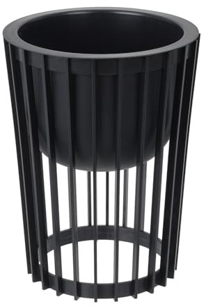 DIKEL Blumenständer Ø 30 cm x H 40 cm | Pflanzenständer aus robustem Kunststoff, beidseitig verwendbar | Blumenhocker für drinnen und draußen | Pflanzentisch modern und praktisch | Schwarz