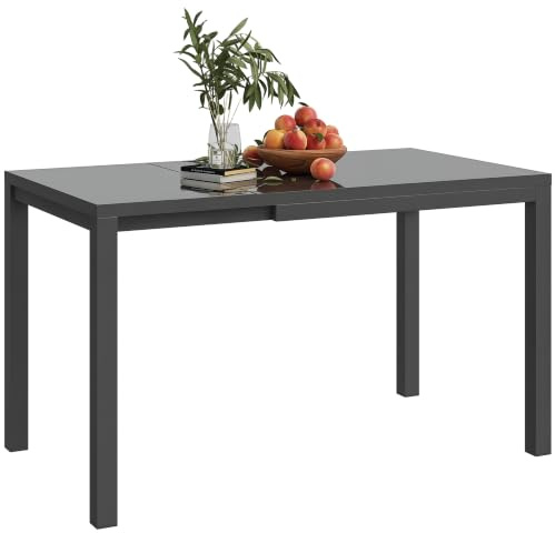 Outsunny Mesa de Jardín Extensible Ajustable 85-125 cm 70 kg Gris Oscuro | Mesa de Comedor Exterior, con Borde de Aluminio, Rectangular, para 4-6 Personas, para Patio Terraza