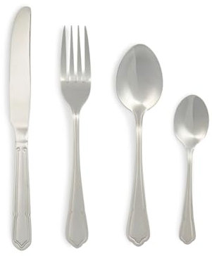 Salter Richmond 48-Piece Cutlery Set - 18/10 Stainless Steel Flatware Set, Service for 6, Silverware Set Includes Six Knives, Forks, Tablespoons and Teaspoons, 50 Year Guarantee, Silver