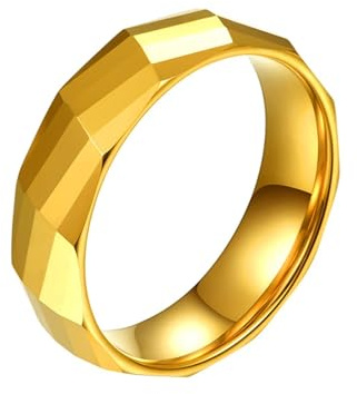 Wycian Modeschmuck Ringe, Wolfram Ring Partnerringe Gold Größe 45 (14.3) Rechteckig Poliert 6mm Gravur für Damen Abschlussball