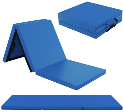 GOPLUS Weichbodenmatte, 180 x 60 x 5 cm Turnmatte rutschfest mit Klettverschlüssen & Tragegriffen, Gymnastikmatte klappbar aus Kunstleder, Turnmatte zum Trainieren von Gymnastik & Yoga