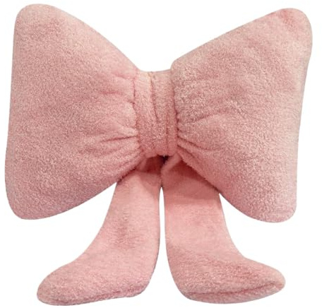 Generisch 3D Schleifenkissen, Dekoration mit Schleife, 35 x 25 cm, Weich und Kuschelig, Plüsch Dekokissen, 3D-Kissen in Schleifenform, für Bett und Couch, Seitenschläferkissen (rosa)