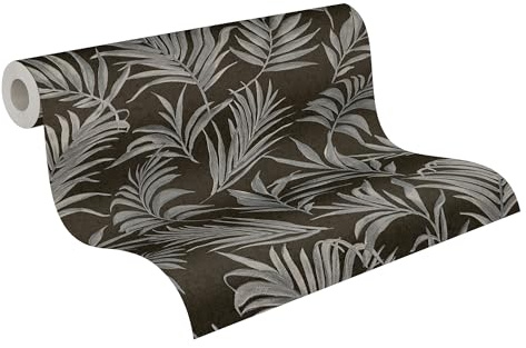 Livingwalls CosmoLiving Non-Woven Wallpaper with Jungle Design in Black, Grey, Blue, Silver – 10,05 x 0,53 m Patterned Wallpaper by Cosmopolitan – 791087