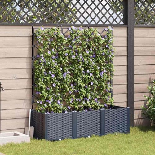 Générique Bac à Fleurs avec Treillis 3 pcs Gris 120 x 40 x 143 cm PP,Maison & Jardin, Pelouses & Jardins, Jardinage, Pots & Cache-Pots, Gris (Poids 9.89KG)