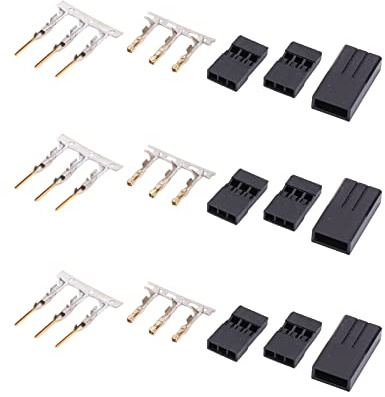 Xiuganpo Servo-Stecker-Set, Langlebiges 3-poliges Terminal-Stecker-Set, 50 Sets, Integriert Vergoldet, Hohe Leistung für RC-Empfänger für JR