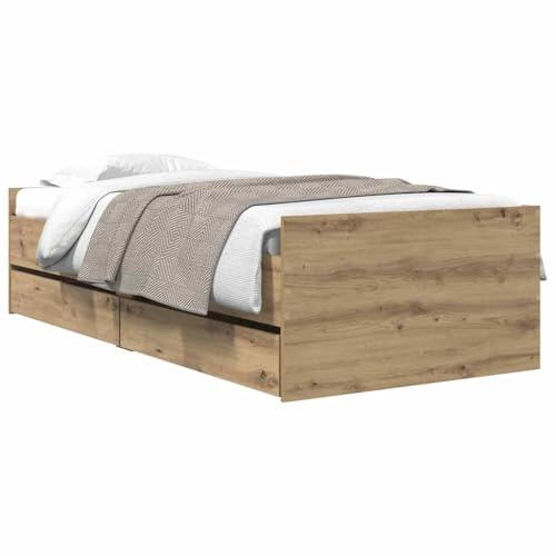 vidaXL Bettrahmen Artisan-Eiche 90 x 190 cm Massives Kiefernholz