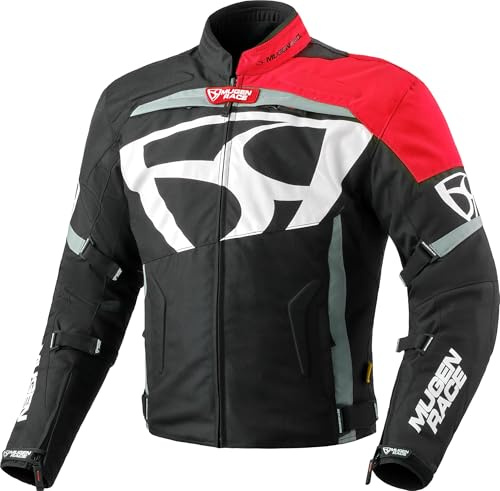 MUGENRACE Aggressore-T wasserdichte Motorrad Textiljacke, schwarz/weiß/rot, 3XL