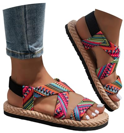 Lggwunsi Sandali Donna Estive Eleganti Comode Zeppa Sandalo Camminata Antiscivolo Pianta Larga Scarpe Estivo Morbida Punta Aperta Scarpa Ortopedici Leggero Sportivi