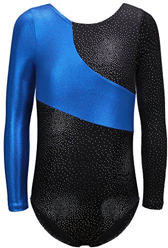 DAXIANG Gymnastikanzug Kinder Mädchen Langarm Ballett Ballettröckchen Kleid Trikotanzug Tanz Kleid Ballett Ballettröckchen Gymnastik Trikotanzug Akrobatik (140(8-9Y), Blue)