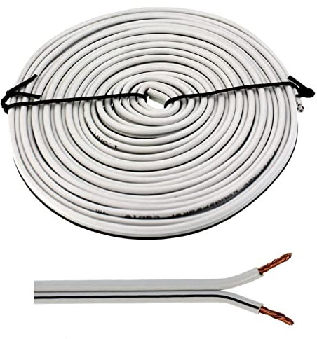 Cable altavoz 5m - 2x1,5mm² - 100% CCA Cobre ; Cable de audio - blanco