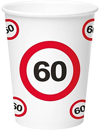 60. Geburtstag Verkehrsschild 8 Becher