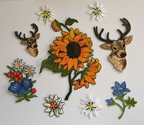 9 Applikationen Patch Sticker Bügelbild Aufbügler Iron on Patches Trachten Wiesn trachtenset6