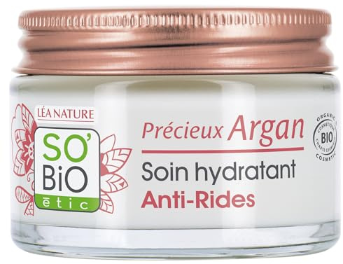 LÉA NATURE SO Bio Étic | Feuchtigkeitsspendende Anti-Falten Tagespflege – wertvolles Argan | reduziert Falten und belebt die Haut | Bio-Arganöl | 99% natürlichen Ursprungs | Made in France | 50 ml