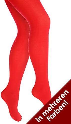 Thetru Damen-Strumpfhose in rot | Größe L/XL | Blickdichte-Strumpfhosen für Karneval und Fasching (rot)