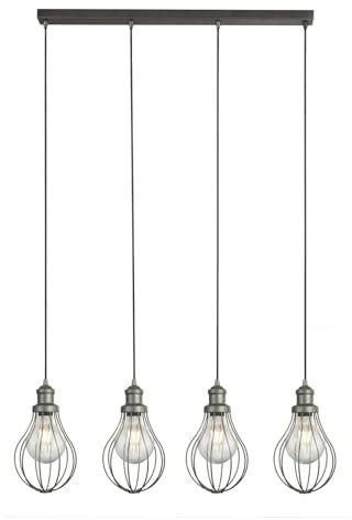 Searchlight 1384-4PW Balloon Cage 4 Linear Pendant Light Pewter