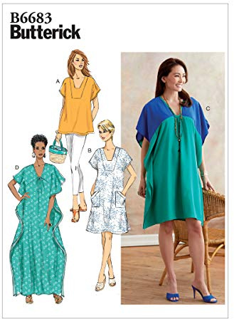 Butterick Pattern B6683 Misses' Tunic and Caftan, White