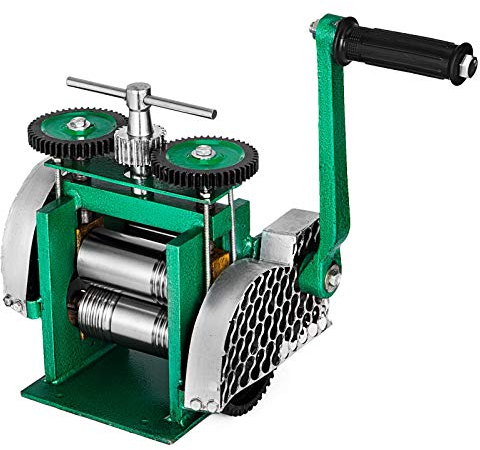 VEVOR Laminatoio Combinato Gioielli 120 mm, Larghezza Laminatoio Piano 55 mm, Diametro Rulli Laminatoio Rapporto Ingranaggi Pressa Rapporto 4: 1 Strumento Tabletting Pressa Gioielli per Design