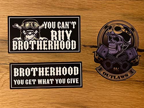 MG400 / 3X Brotherhood Aufkleber Biker Sticker Motorrad Outlaw Chopper Bobber Cafe Racer Auto Rocker Oldschool Tuning
